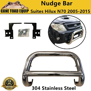 Image of Nudge Bar fit Toyota Hilux N70 304 Stainless Steel Grill Guard 2005-2015 4WD 2WD