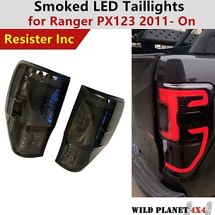 Image of Smoked LED Rear Tail Lights for Ford Ranger PX1 PX2 PX3 Wildtrak 2011-ON Tinted