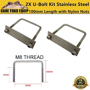 Image of Stainless Steel U Bolt Kit M8 100MM Length with Nylon Nut 2 Set Roof Rack Basket Universal 4X4 