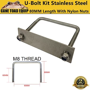 Image of Stainless Steel U Bolt Kit M8 80MM Length with Nylon Nut 4X4 Roof Rack Basket Universal