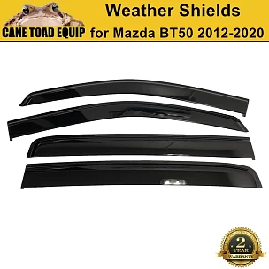 Image of Premium Weather shields For Mazda BT50 BT-50 2012-2020 Dual Cab Weathershields Window Visors Tinted Black