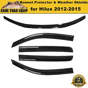 Image of Bonnet Protector & Window Visors WeatherShields for Toyota Hilux 2012-2015 Combo