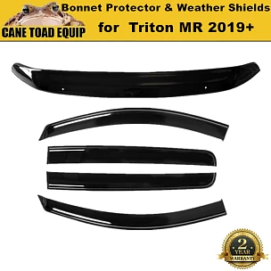 Image of Bonnet Protector & WeatherShields Window Visors suit Mitsubishi Triton MR 2019+ Combo Deal