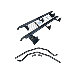 Image of Heavy Duty Steel Side Steps / Rock Sliders with Brush Bars for Ford Ranger PX 123 2012-2022 Dual Cab