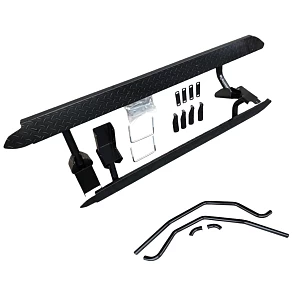 Image of Heavy Duty Steel Side Steps / Rock Sliders with Brush Bars for Toyota Hilux N80