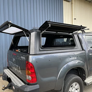 Image of TRADECAP Steel Canopy for Toyota Hilux SR5 SR N70 2005-2015 Dual Cab Ute Tub Heavy Duty Matte Black