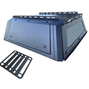 Image of Gen 2 TRADECAP Steel Canopy WITH Roof Rack for Isuzu Dmax D-max 2012-Current Dual Cab Ute Tub Heavy Duty Matte Black Powder Coated with front and rear window (Copy) (Copy) (Copy)