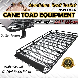 Image of Aluminium Roof Rack Basket Full Length Gutter 2.2m fits Landcruiser 80 Nissan Patrol GU GQ MQ 4WD