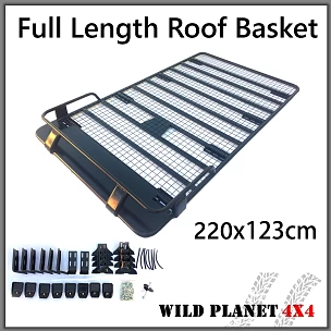 Image of Roof Rack Basket Full Length Gutter Fit 220x123cm fits Landcruiser 80 Patrol MQ GQ GU, Prado 90, Mitsubishi Pajero 