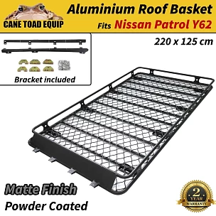 Image of Roof Basket Rack Fits Nissan Patrol Y62 Aluminium Alloy Powder Coated Cargo Cage 4X4 4WD Hydronalium