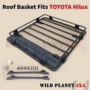 Image of Roof Basket Fits TOYOTA Hilux Powder Coated Steel 4wd Luggage Basket Carrier Cargo