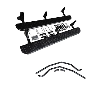 Image of Heavy Duty Steel Side Steps / Rock Sliders with Brush Bars for Toyota Landcruiser 100 Series