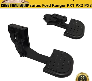 Image of Rear Ute Tub Step suites Ford Ranger PX123 2012-On 4WD Heavy Duty Folding T-Steps