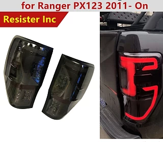 Image of Smoked LED Rear Tail Lights for Ford Ranger PX1 PX2 PX3 Wildtrak 2011-ON Tinted