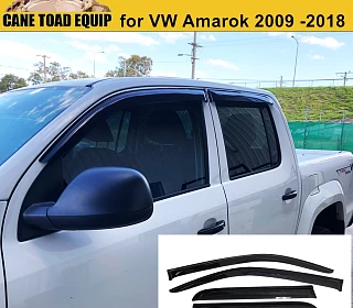 Image of Premium Weather Shields 4 PCS For Volkswagen VW Amarok 2009-2020 Dual Cab Black Tinted Window Visors