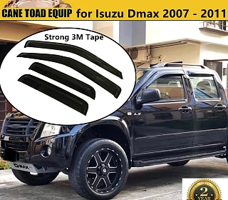 Image of Weather shields for ISUZU D-MAX Dual Cab 08-12 model Holden Rodeo Colorado Tinted Black 
