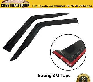 Image of Premium Weather Shields Window Visors Front 2pcs for Landcruiser 70 76 78 79 Series Tinted Black Single Cab