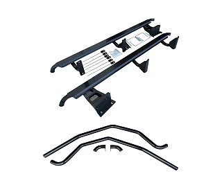 Image of Heavy Duty Steel Side Steps / Rock Sliders with Brush Bars for Ford Ranger PX 123 2012-2022 Dual Cab