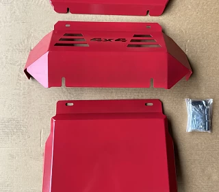 Image of 3mm Bash Plates 3pc Front Sump Guard for Toyota Hilux 2015+ N80 Underbody Protection  Red 4X4 