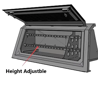 Image of Steel Canopy Side Storage Bin w/ Shelving (Passenger Side)