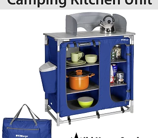 Image of Camping Kitchen Unit Cook Table Foldable Storage Cupboard Windshield