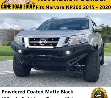 Image of Revolution Bullbar for Navara NP300 D23 2015-19 Airbag Compatible ADR Matte Black Steel