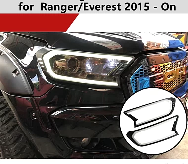 Image of White LED Front Head Light Lamp Covers Trim for Ford Ranger PX2 PX3/Everest 2015-20