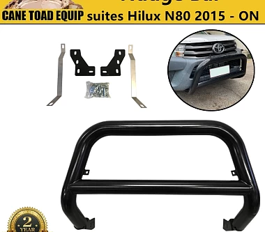 Image of 3" Nudge Bar For Toyota Hilux N80 Steel Gloss Black Grill Guard 2015-On 4WD 2wd