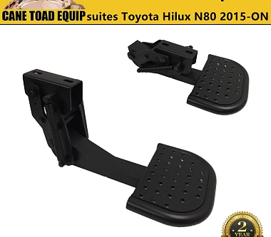Image of Rear Ute Tub Step suites Toyota Hilux N80 N70 2005-On 4WD Heavy Duty Folding Side T-Step