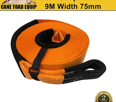Image of Snatch Strap 11000kg 9M Winch Extension Recovery Strap & Protectors Tow SWL 5Ton