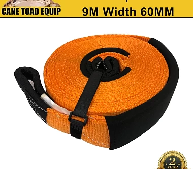 Image of Snatch Strap 8000kg 60mm x 9M Recovery Strap 4x4 Orange Tow Winch Extension SWL 4T