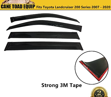 Image of Premium Weather Shields Window Visor 4pcs for Toyota Landcruiser 200 Series 2007-2020 SUV Wagon Tinted Black 