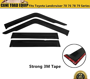 Image of Premium Weather Shield Window Visor 4pcs for Landcruiser 70 76 78 79 Series Dual Cab Tinted Black