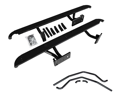 Image of Heavy Duty Steel Side Steps / Rock Sliders with Brush Bars for Toyota Prado 120 Series 