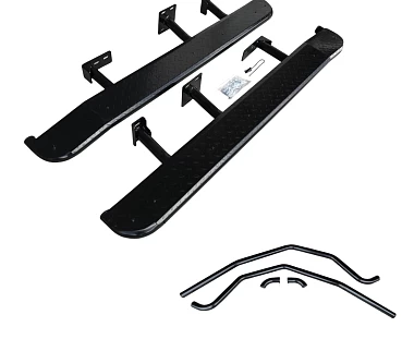 Image of Heavy Duty Steel Side Steps / Rock Sliders with Brush Bars for Prado 150 Series