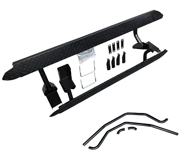 Image of Heavy Duty Steel Side Steps / Rock Sliders with Brush Bars for Toyota Hilux N80