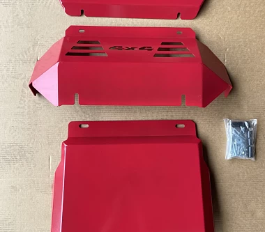 Image of 3mm Bash Plates 3pc Front Sump Guard for Toyota Hilux 2015+ N80 Underbody Protection  Red 4X4 