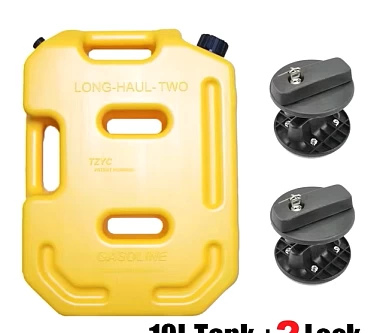Image of 10L Heavy Duty Yellow Jerry Can w/ 2 Mounting Holders & Locks