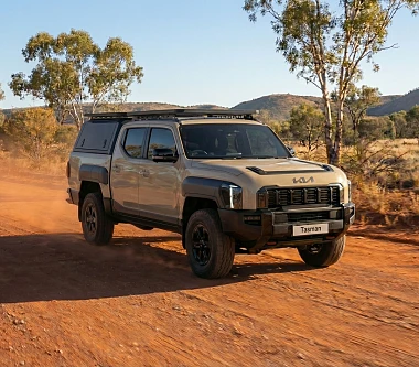 Image of Kia Tasman 2025+ Steel Canopy | Matte Black, Front/Rear Window