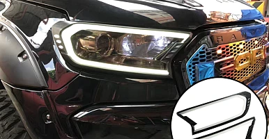Image of White LED Front Head Light Lamp Covers Trim for Ford Ranger PX2 PX3/Everest 2015-20