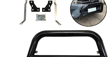 Image of 3" Nudge Bar For Toyota Hilux N80 Steel Gloss Black Grill Guard 2015-On 4WD 2wd