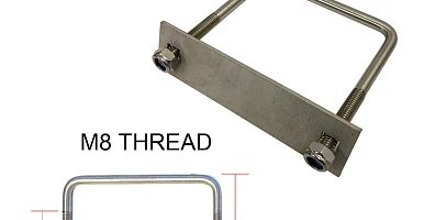 Image of Stainless Steel U Bolt Kit M8 100mm Length with Nylon Nut Roof Rack Basket Universal 4X4
