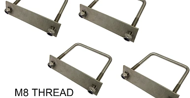 Image of Stainless Steel U Bolt Kit M8 100MM Length with Nylon Nut 4 Set Roof Rack Basket Universal 4X4 