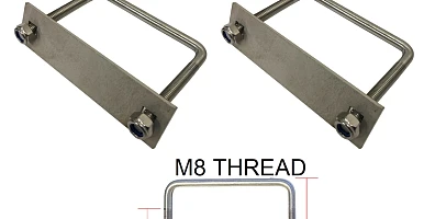 Image of 2 x Stainless Steel U Bolt Kit M8 80MM Length with Nylon Nut 4X4 Roof Rack Basket Universal