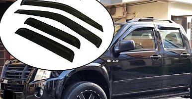 Image of Weather shields for ISUZU D-MAX Dual Cab 08-12 model Holden Rodeo Colorado Tinted Black 