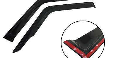 Image of Premium Weather Shields Window Visors Front 2pcs for Landcruiser 70 76 78 79 Series Tinted Black Single Cab