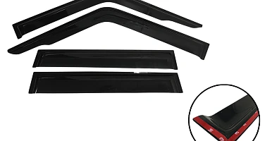 Image of Premium Weather Shield Window Visor 4pcs for Landcruiser 70 76 78 79 Series Dual Cab Tinted Black