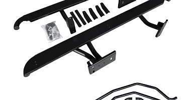 Image of Heavy Duty Steel Side Steps / Rock Sliders with Brush Bars for Toyota Prado 120 Series 