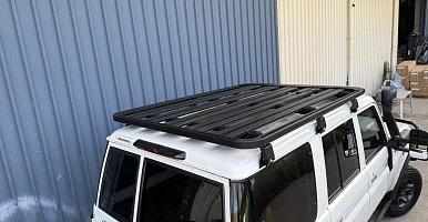 Image of 190x142 cm Alloy Flat Roof Rack Platform Aluminium with Rain Gutter Mount Brackets for LandCruiser 76 Series