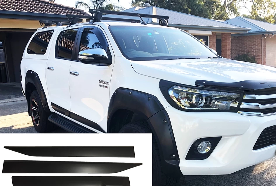 Door Cladding Side Body Slim Trim for Toyota Hilux 2015-2023 N80 Moulds SR SR5 Matt Black